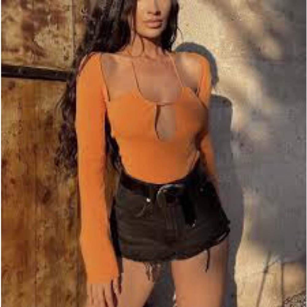 Zara Cut Out Long Sleeve Knit Bodysuit Small